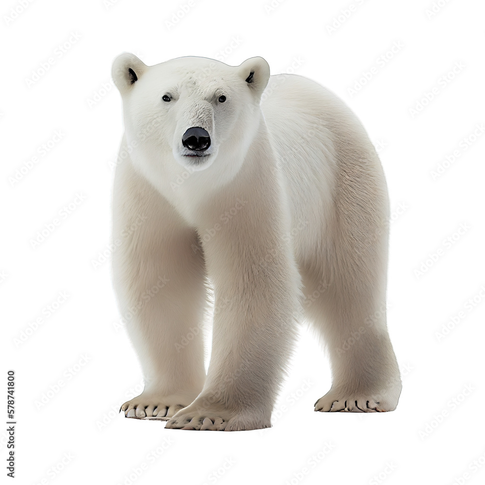 White polar bear isolated on white background. Generative AI White polar bear isolated on white background. Generative AI