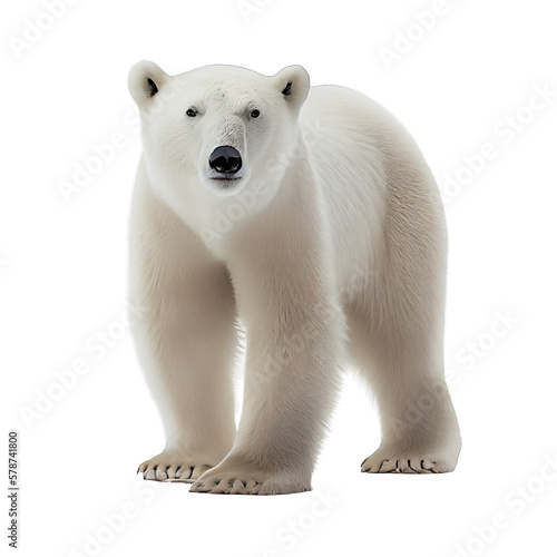 White polar bear isolated on white background. Generative AI