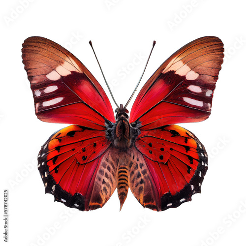 Beautiful red butterfly isolated on white background. Generative AI