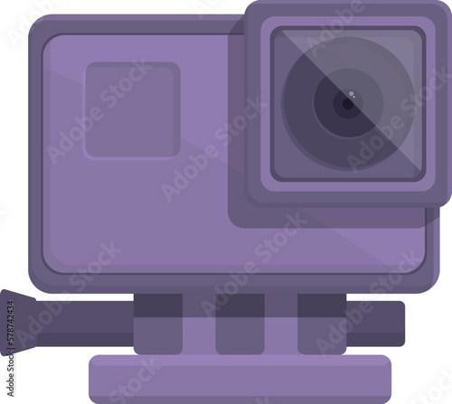 Purple action cam icon cartoon vector. Sport cam. Digital recorder