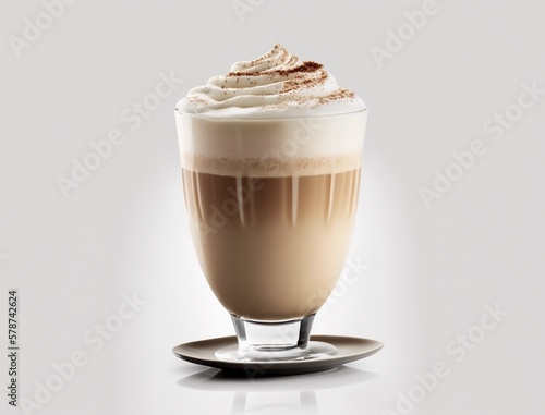 A Glass of Coffee Latte Drink Illustration Created with Generative AI