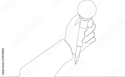 A pen microphone with a new design. World press day one line drawing