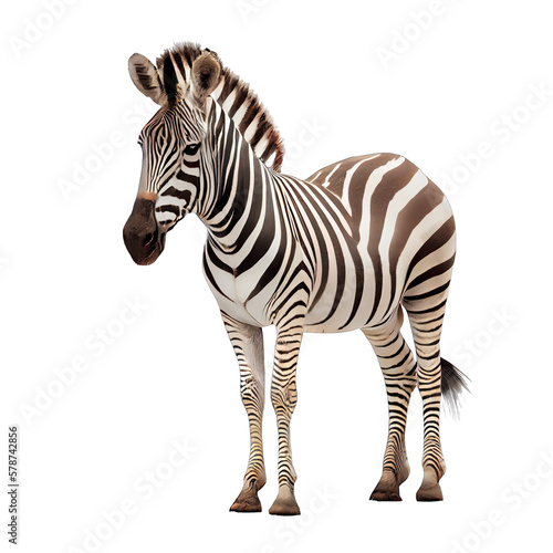 Zebra isolated on white background. Generative AI