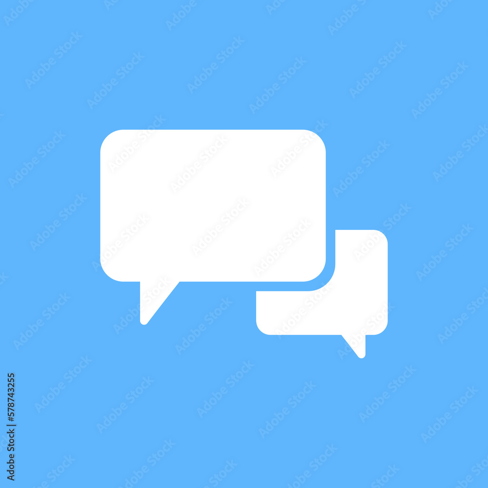 White speech bubbles vector element on blue background, Text balloon, Vector icon. White speech bubbles vector element on blue background, Text balloon, Vector icon.