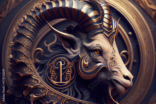 3d rendering image of the concept Signs of the zodiac - Capricorn, astrology, mysticism, esotericism - Generative AI