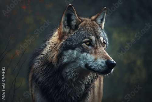 gray wolf portrait up close
