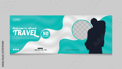 Travel Facebook Cover Facebook cover Design In Vector Illustrator  
Template for ads Travel social media Facebook cover, web banner Travel social media Banner Design.