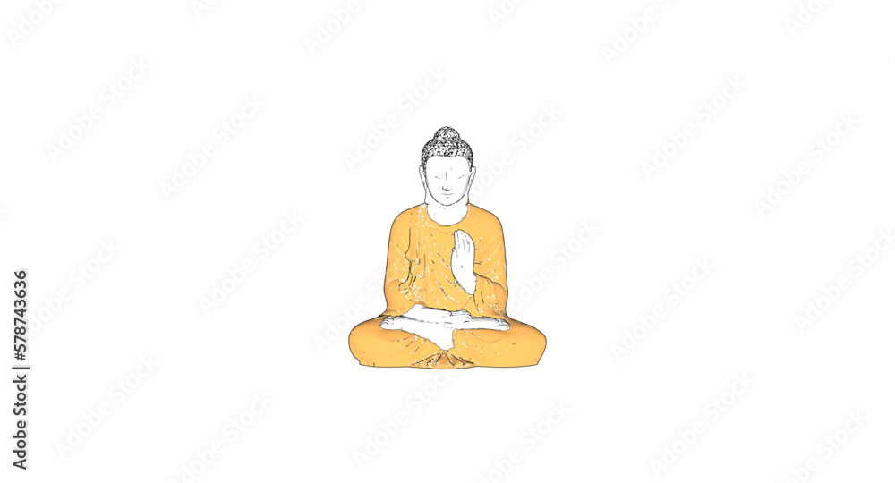 Vector sketch illustration of golden buddha statue meditating Vector sketch illustration of golden buddha statue meditating