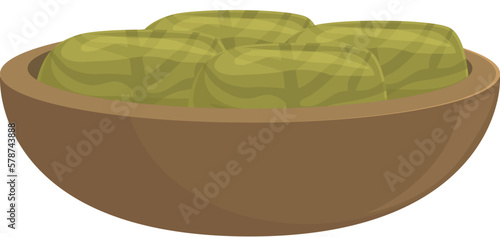 Dolma bowl icon cartoon vector. Food cuisine. Leaf dinner