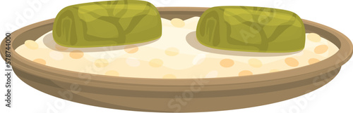 Dolma leaf icon cartoon vector. Dinner food. Green menu