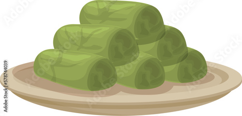 Restaurant dolma icon cartoon vector. Food cuisine. Dinner leaf