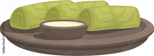 Dolma menu icon cartoon vector. Leaf food. Organic diet