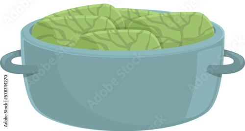 Dolma cauldron icon cartoon vector. Leaf food. Green menu