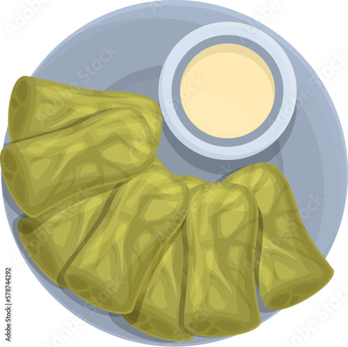 Top view dolma icon cartoon vector. Food cuisine. Dinner leaf