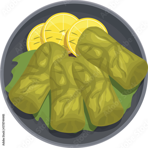 Dolma appetizer icon cartoon vector. Food cuisine. Green menu