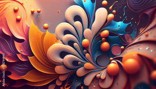 Abstract background, Bright colorful curved details. Trendy simple design layout for presentations, generated ai.