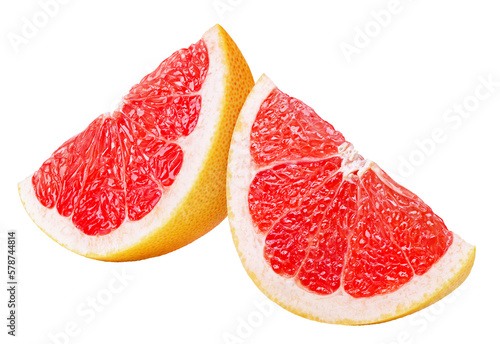 Slices of grapefruit citrus fruit isolated on transparent background