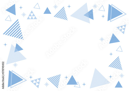 幾何学　三角　フレーム 　メンフィス　青