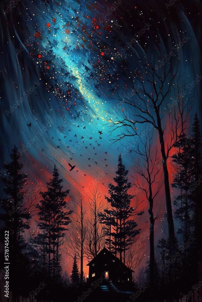 Beautiful night sky vertical background, generative ai