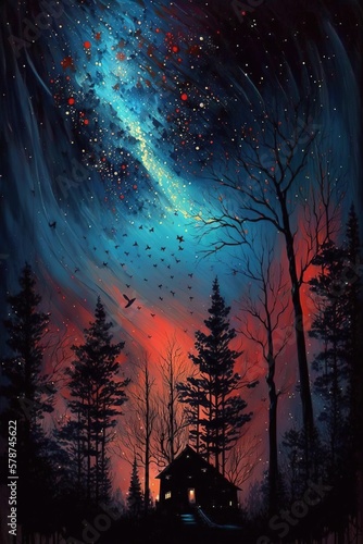 Beautiful night sky vertical background  generative ai