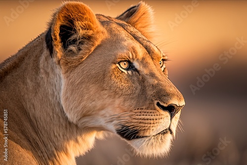 portrait of a lioness - Created with generative ai photo