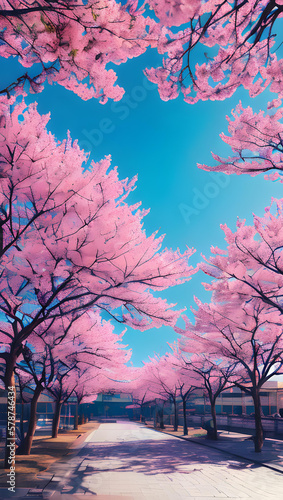 Beautiful Sakura Cherry Blossom Scenery Background
