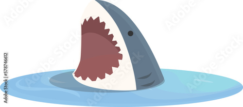 Caution shark icon cartoon vector. Danger sign. Zone attack