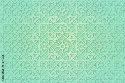 Arabic Islamic geometric pattern background with 3D view