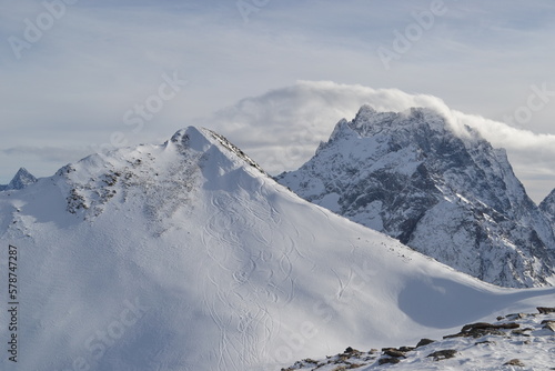 view of the peaks of the Caucasus, Dombai