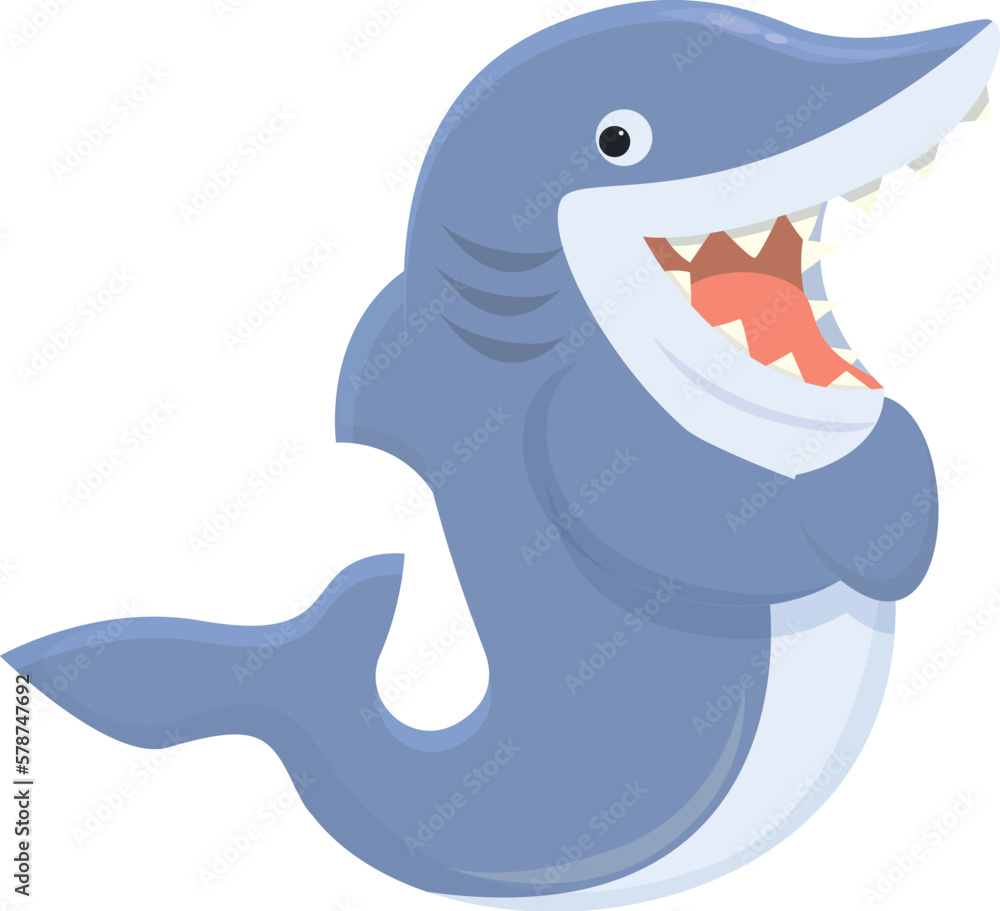 Smiling shark icon cartoon vector. Warning sea. Caution zone Smiling shark icon cartoon vector. Warning sea. Caution zone