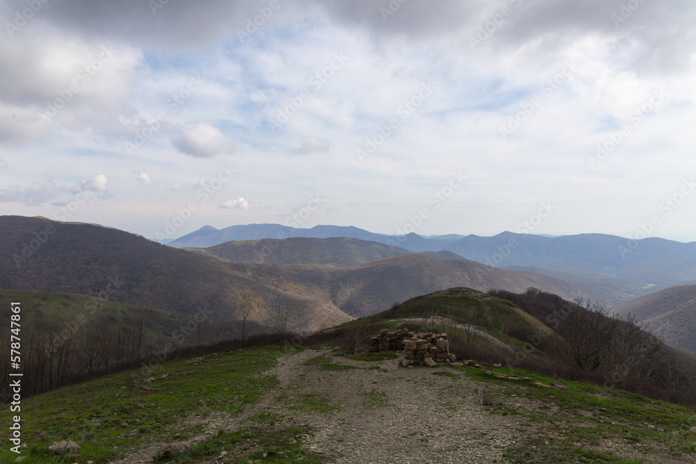 Storm Gate fortress in Gelendzhik. A man-made landmark on the southeastern slope of Mount Abin of the Kotsekhur ridge. Gelendzhik, Krasnodar Territory, Russia. 24.04.21 Storm Gate fortress in Gelendzhik. A man-made landmark on the southeastern slope of Mount Abin of the Kotsekhur ridge. Gelendzhik, Krasnodar Territory, Russia. 24.04.21