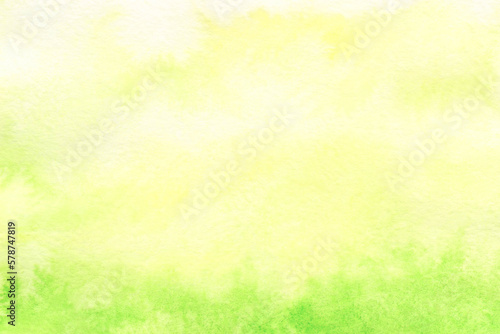 Watercolor, abstract, blurred, textural, spring and summer, background in yellow and green. Drawn by hand. For decoration and design with place for text.
