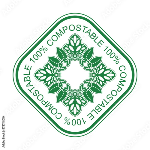 100% compostable. Vector illustration. Bio Recyclable packaging.