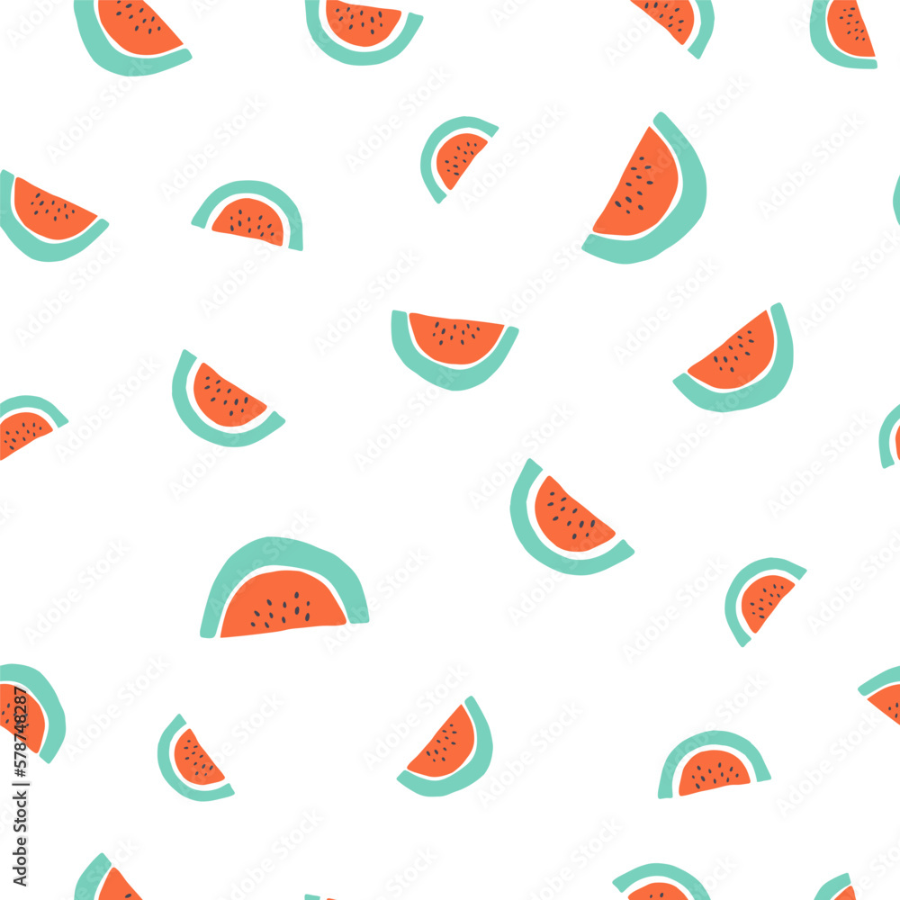 Seamless pattern with hand drawn juicy watermelons Seamless pattern with hand drawn juicy watermelons