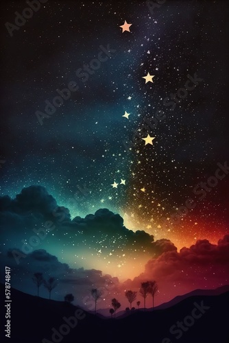 Beautiful night sky vertical background, generative ai