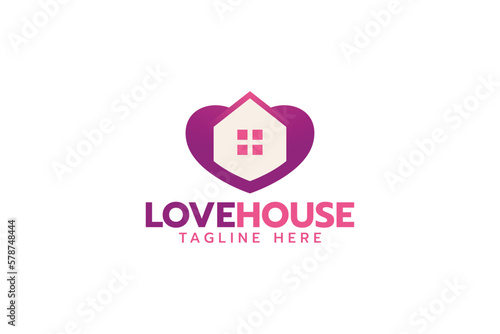 love house logo with a combination of a heart and house