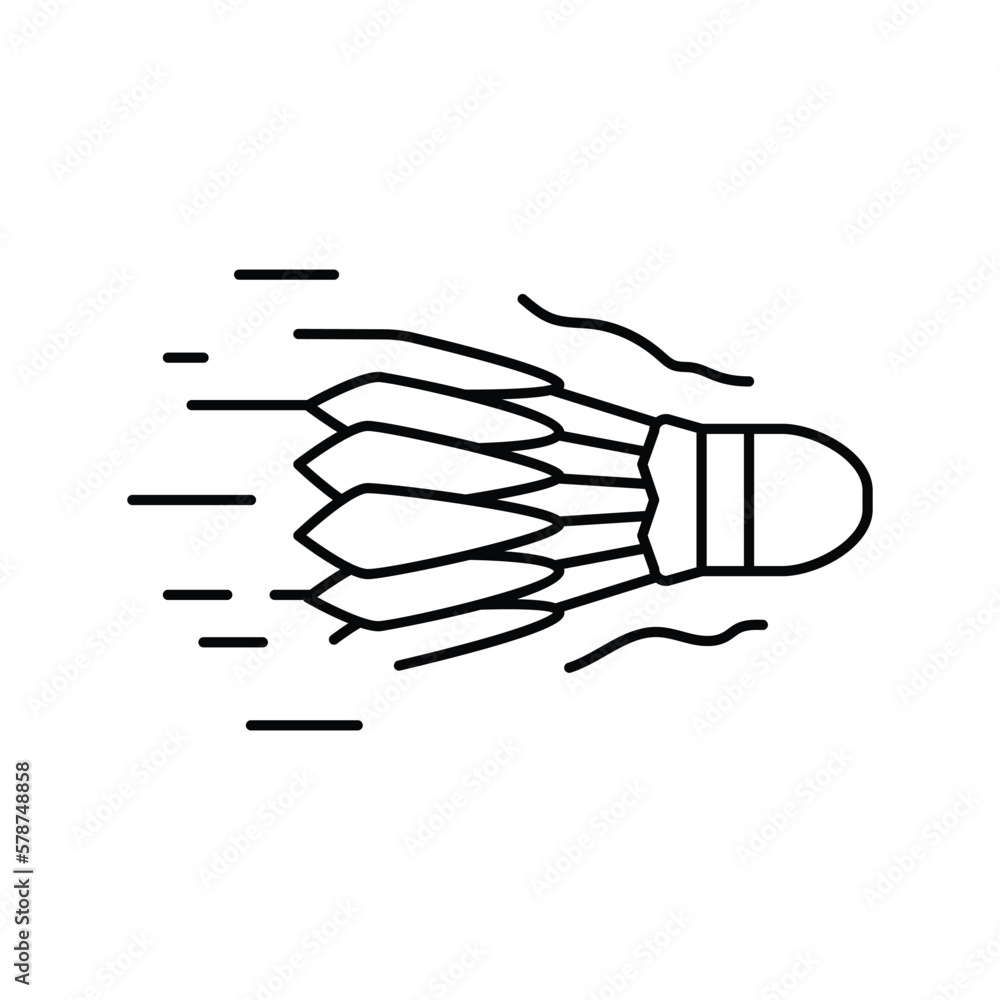 fast speed shuttlecock line icon vector illustration