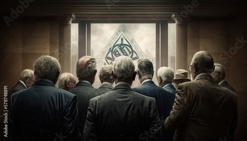 Obraz na plátně Conspiracy Theory, Illuminati Shadow Government. generative AI