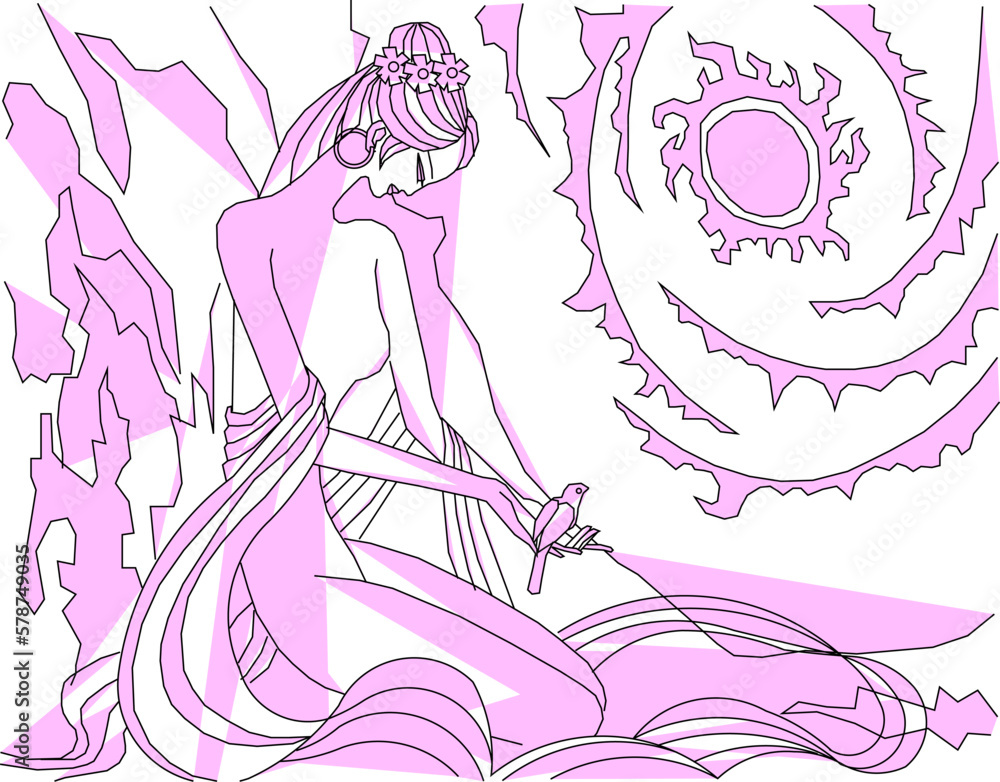 sketch vector illustration of abstract girl painting art sketch vector illustration of abstract girl painting art