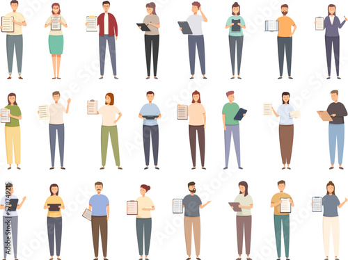 Questionnaire icons set cartoon vector. Online phone. Poll mark