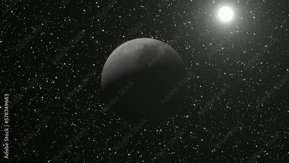 Solar system moon planet rotating . moon around in sun rotated . galaxy background . Solar system moon planet rotating . moon around in sun rotated . galaxy background .