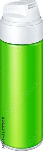 Mockup Blank Green Shaving Foam Aerosol Spray Metal Bottle Can. 3D. Illustration Isolated On White Background. Mockup Template Ready For Your Design. Vector EPS10