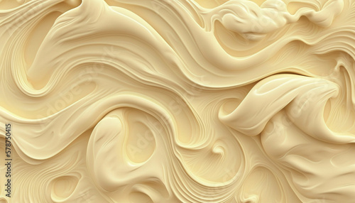 Creamy texture in cream color. Liquid waves. Generative AI.