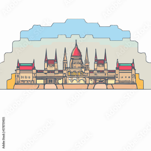 Canvas Print Budapest, Hungary Travel Skyline Illustration