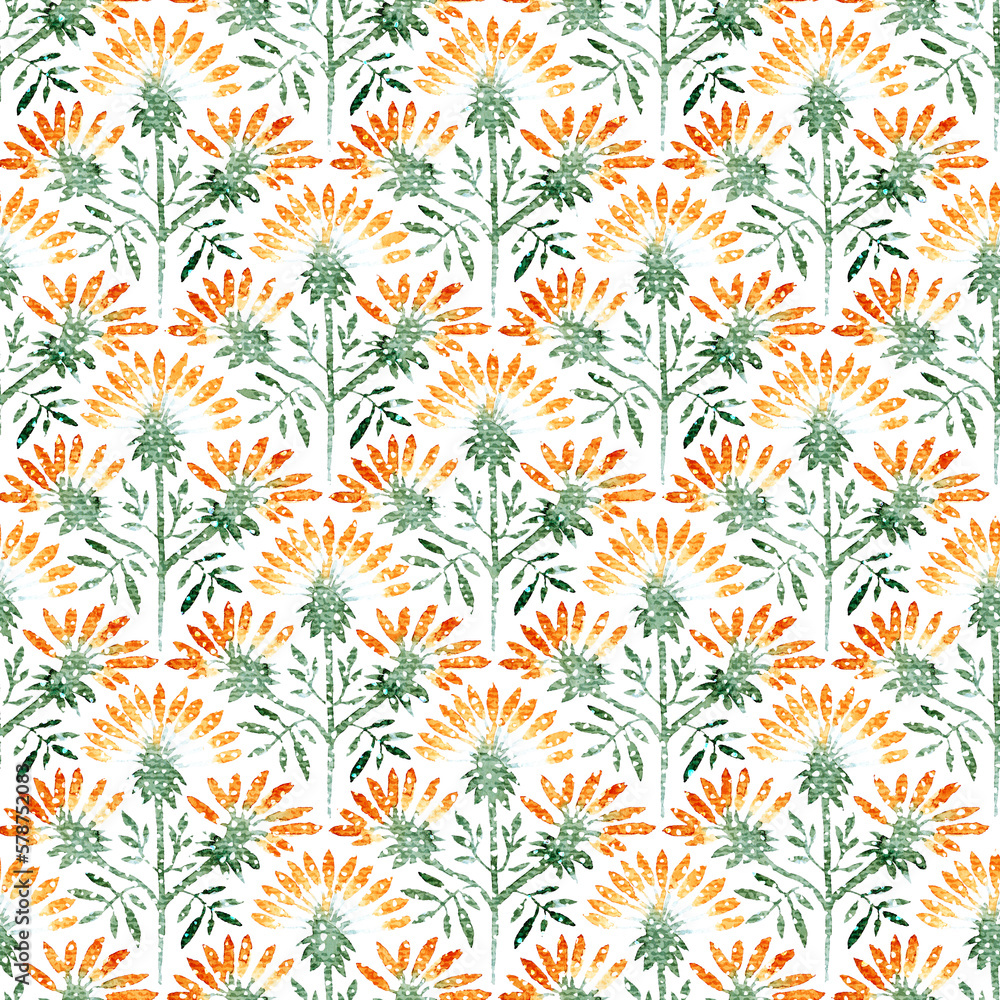 Fototapeta premium Watercolor seamless pattern. Cute textile print. Vintage texture.