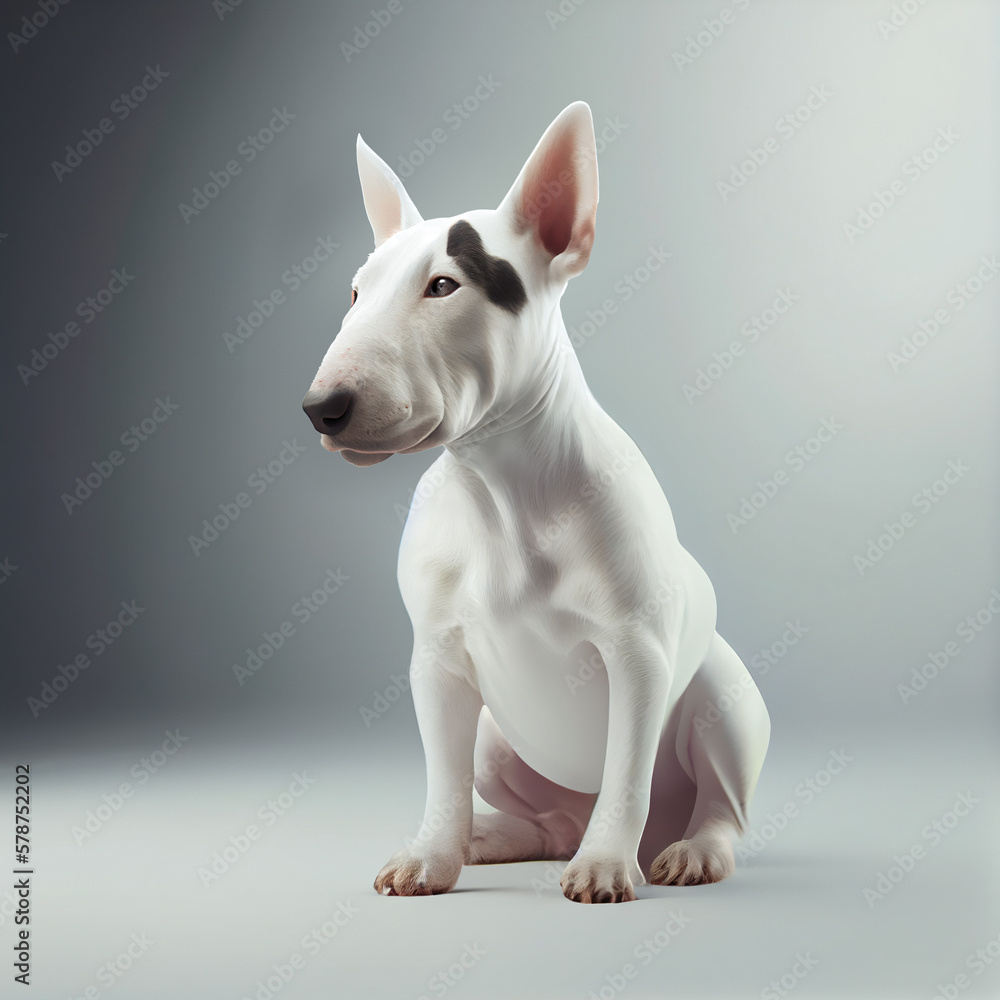 Bull Terrier. Realistic illustration of dog isolated on white background. Dog breeds