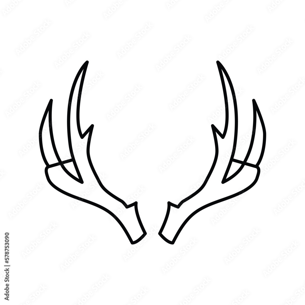 reindeer horn animal line icon vector illustration
