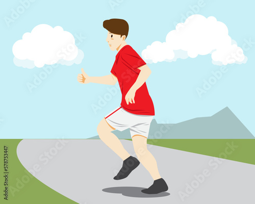 running person on the road
