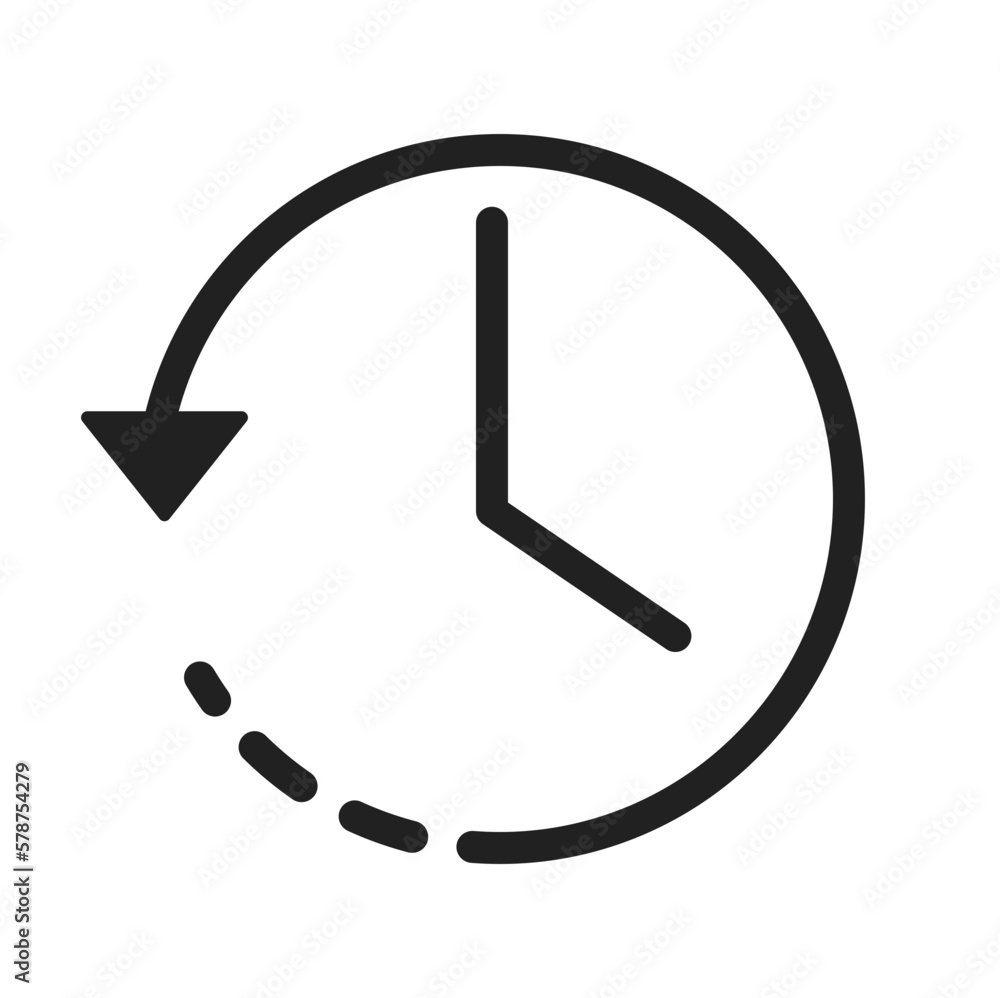 History icon. Clock sign for History Icon. Vector line History Icon. Black color History icon