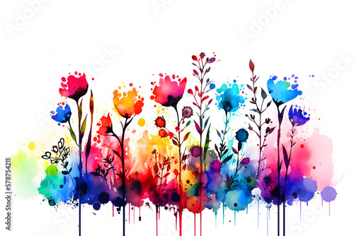 Colorful abstract flower meadow illustration.